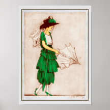 Retro 1920 Lady in Green Vress