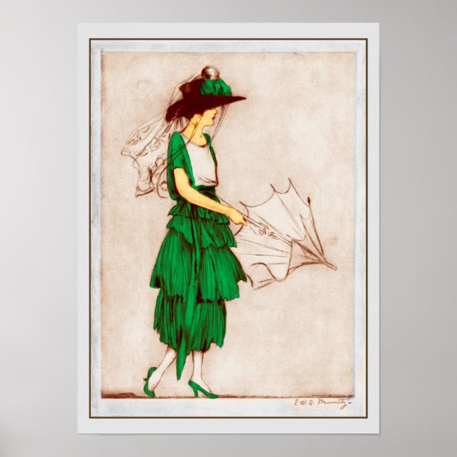 Poster Retro 1920 Lady in Green Vress (Frente)