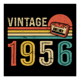 Póster Retro 1956 Birthday Idea Music Cassette Tape Bday