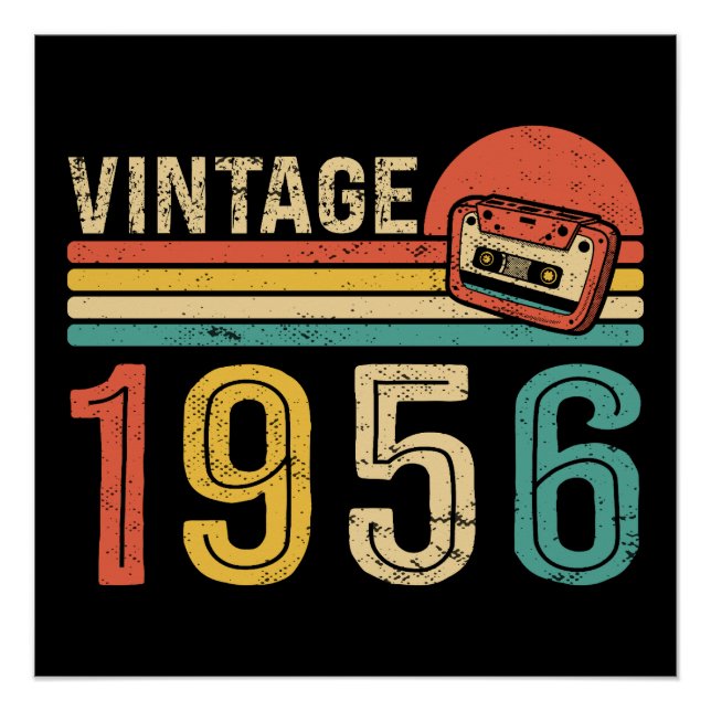 Póster Retro 1956 Birthday Idea Music Cassette Tape Bday (Frente)