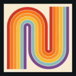 Poster Retro 1970s Style Arched Stripes Geometric Pattern<br><div class="desc">This artwork channels a retro graphic spirit, forming the letter‑like curve with parallel bands of red, orange, yellow, light blue, teal, and purple. The layered arcs flow in harmony, evoking the bold optimism of 1970s design. Set against a soft beige background, the vibrant rainbow palette stands out with clarity and...</div>