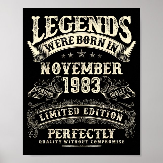 Poster Retro 42nd Birthday For Men 42 Year Old November 1 (Frente)