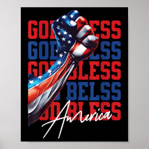 Poster Retro 4 de Julho Deus Abençoe a América Patriota C