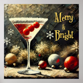 Poster Retro 50s Cranberry Triplo Martini de Natal