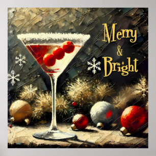 Poster Retro 50s Cranberry Triplo Martini de Natal