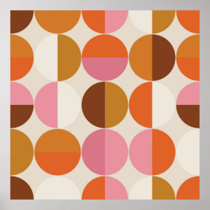 Poster Retro 60s - estilo 70s com sol hippie arco-íris