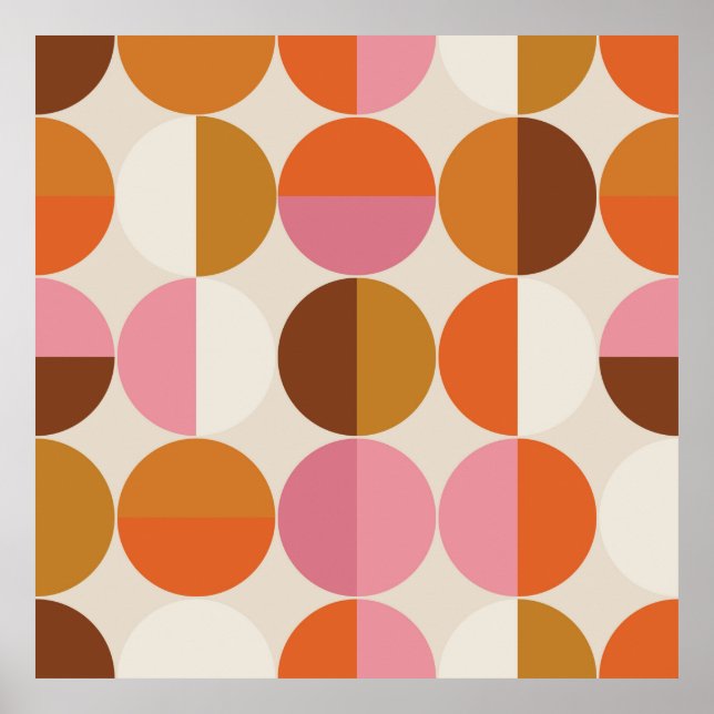 Poster Retro 60s - estilo 70s com sol hippie arco-íris (Frente)