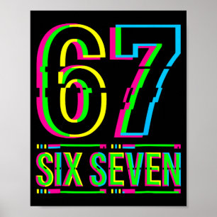 Poster Retro 67 Meme Divertido Six Seven Meme 6 7 Meme 6