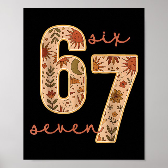 Poster Retro 67 Seis Sete Boho Floral Retro Flores da Lua (Frente)