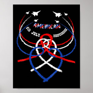 Poster Retro Americano Patriótico Jets Usa Flag Happy Art