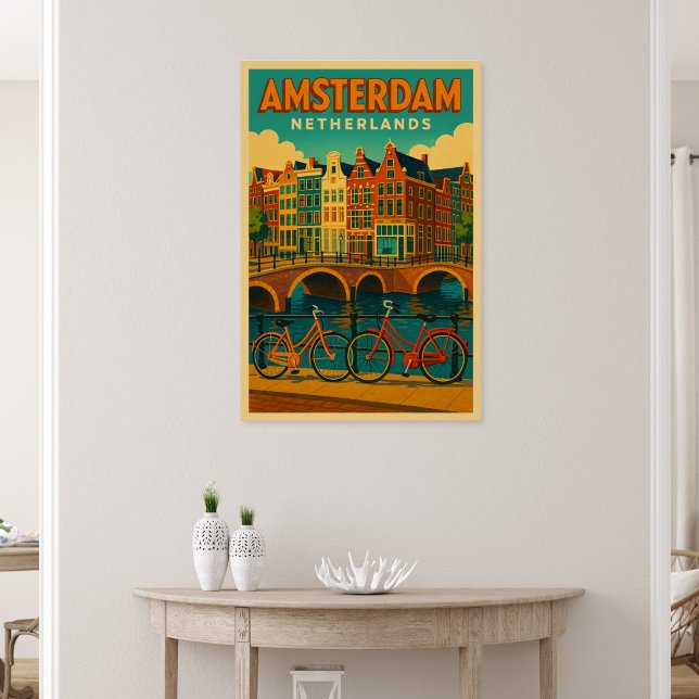 Póster Retro Amsterdã Holanda (Criador carregado)
