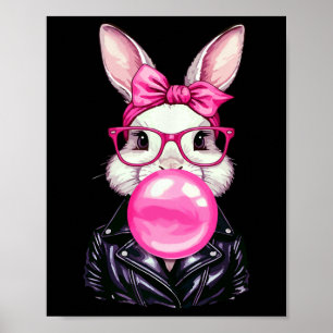 Poster Retro anos 50 Coelhinho da Páscoa Fofo Sopra Chicl