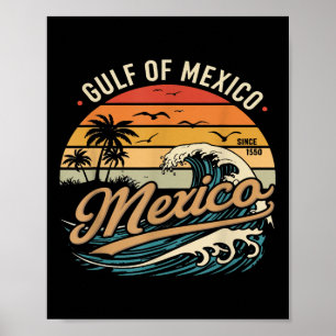 Poster Retro anos 90 Golfo Dos EUA América Est 2025 Pôr d