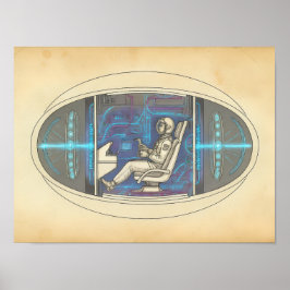 Poster Retro Astronaut in Futuristic UAP