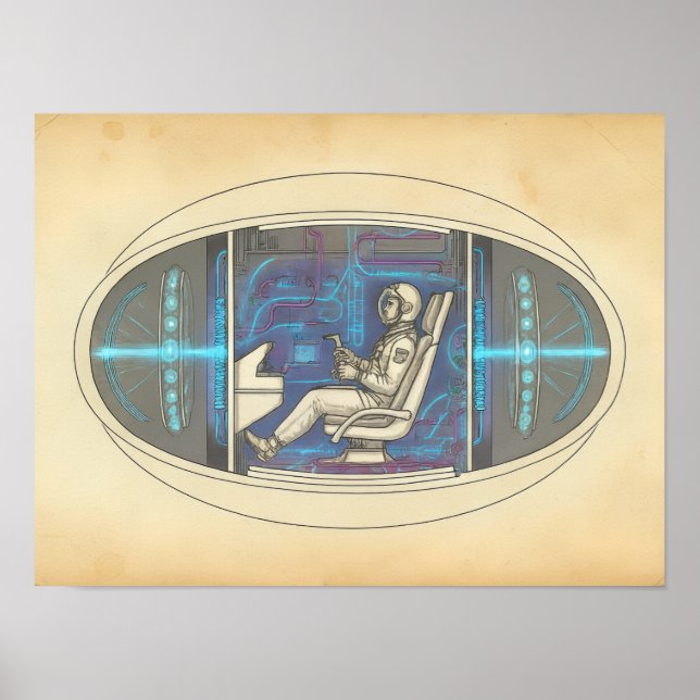 Poster Retro Astronaut in Futuristic UAP (Frente)