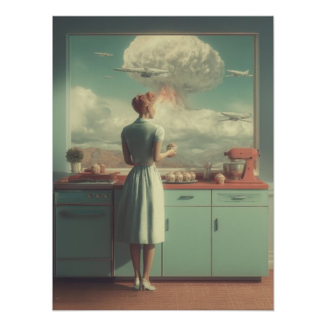 Póster Retro Atomic Kitchen Surreal Art (Frente)