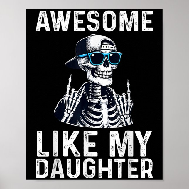 Poster Retro Awesome Like My Daughter Funny Dad Parents D (Frente)
