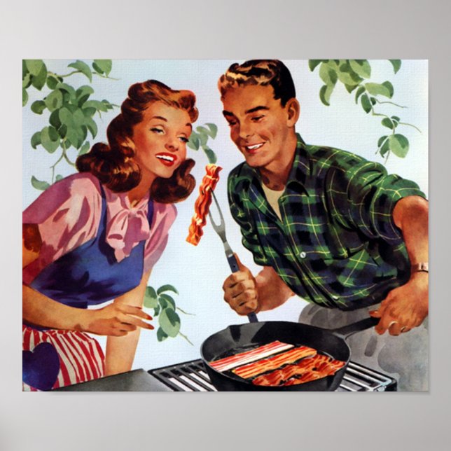 Póster Retro Bacon Barbeque (Frente)
