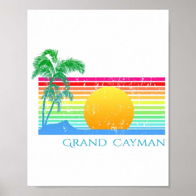 Poster Retro Beach Grand Cayman (Frente)