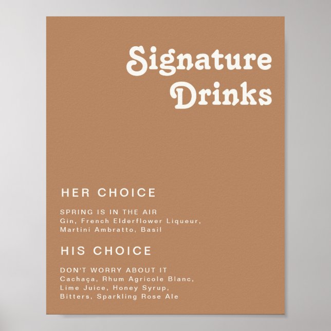 Poster Retro Beach | Sinal de Bebidas com a Assinatura Br (Frente)