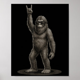 Poster Retro Big Foot Rock Music Oferece Homens Mulheres