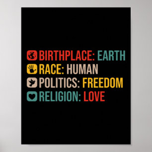 Poster Retro Birthplace Earth Race A Liberdade da Polític
