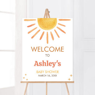 Poster Retro Boho Sunshine Chá de fraldas Welcome