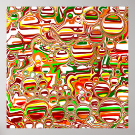 Poster Retro Bolhas Arte Digital