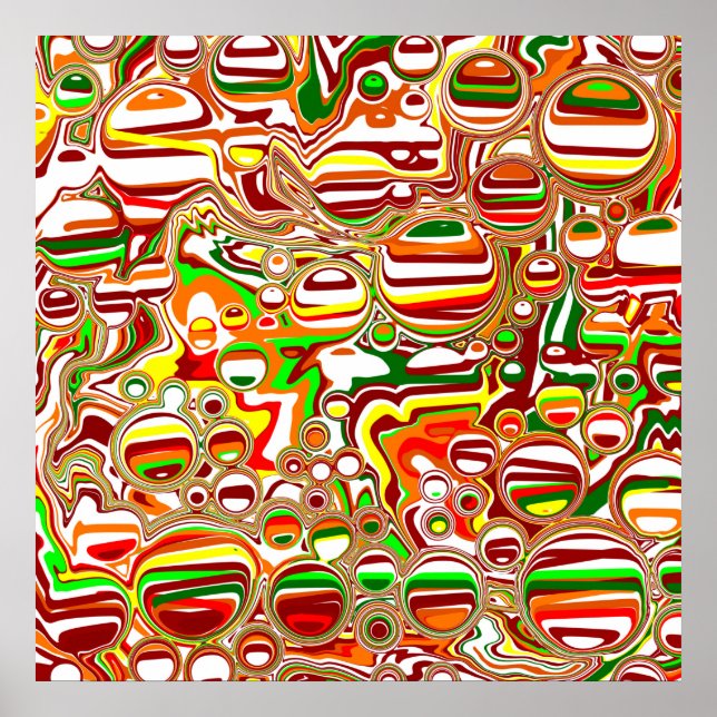 Poster Retro Bolhas Arte Digital (Frente)