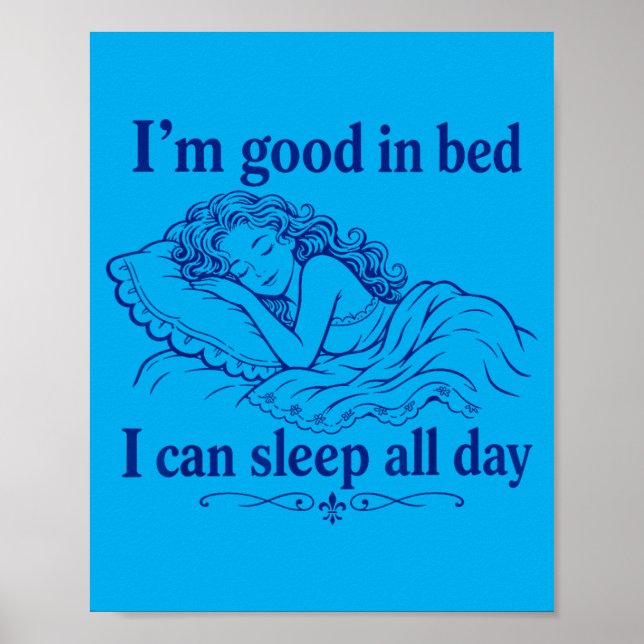 Poster Retro Bom Na Cama Posso Dormir Dia Engraçado Sono (Frente)