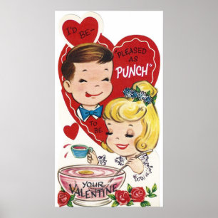 Poster retro bonito dos namorados do casal do