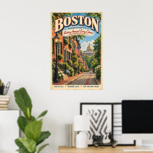 Retro Boston Massachusetts Viagem Beacon Hill