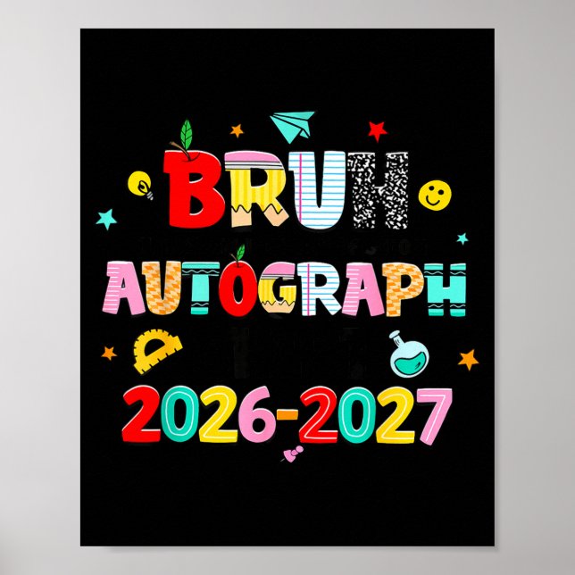 Poster Retro bruh último dia autógrafos professor último  (Frente)