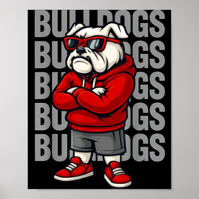 Poster Retro Bulldogs Gift For Men Women Boys Girls Kids  (Frente)