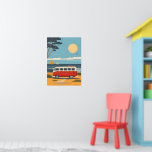 Poster Retro Camper Van Beach Road Trip Art<br><div class="desc">Capture the ultimate spirit of adventure with this retro-inspired illustration of a classic red camper van by the sea. Its nostalgic color palette and clean minimalist design perfectly embody summer vacation vibes,  making it a stylish addition to any beach house or modern living area.</div>