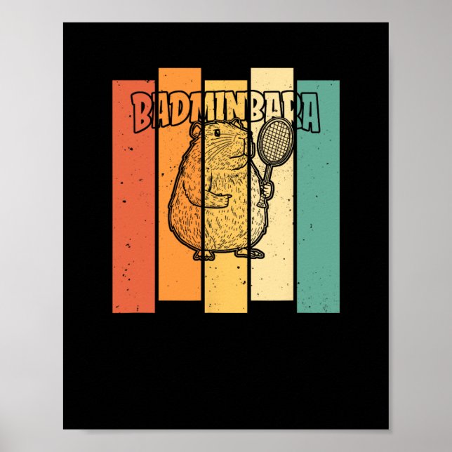 Poster Retro Capybara Shuttle - Vintage Badminton Badminb (Frente)