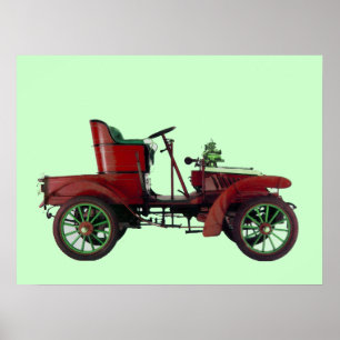 PÓSTER RETRO CAR VERMELHO / RESTAURAÇÃO AUTOMÁTICA - AUTO