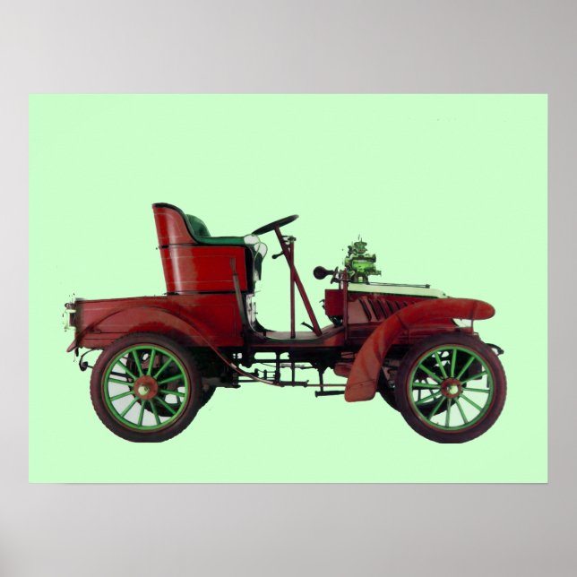 PÓSTER RETRO CAR VERMELHO / RESTAURAÇÃO AUTOMÁTICA - AUTO (Frente)