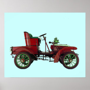 PÓSTER RETRO CAR VERMELHO / RESTAURAÇÃO AUTOMÁTICA - AUTO