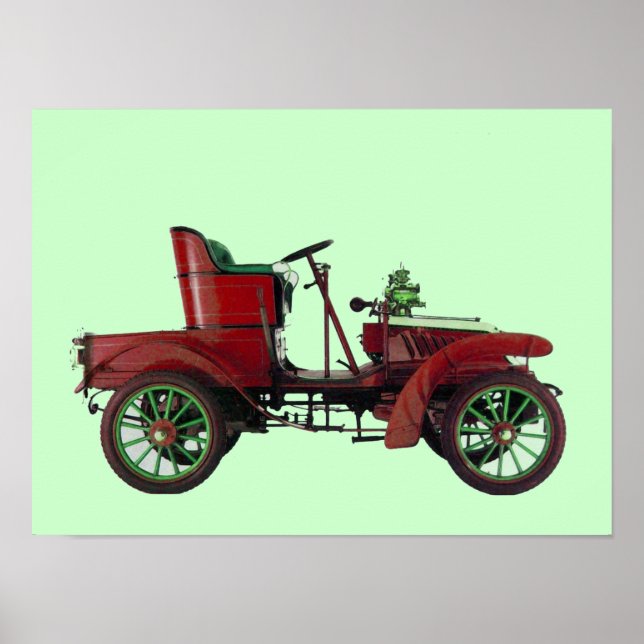 PÓSTER RETRO CAR VERMELHO / RESTAURAÇÃO AUTOMÁTICA - AUTO (Frente)