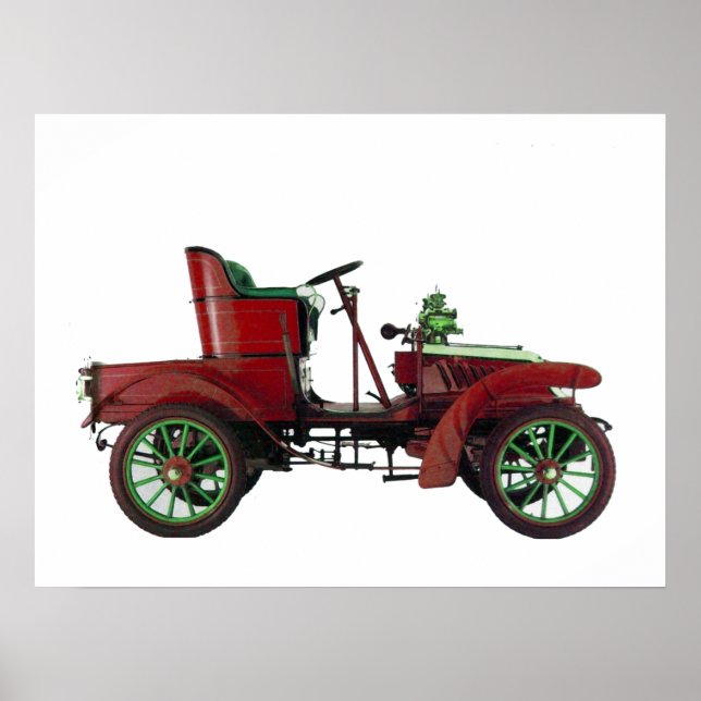 PÓSTER RETRO CAR VERMELHO / RESTAURAÇÃO AUTOMÁTICA - AUTO (Frente)