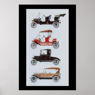 Póster RETRO CARROS, preto vermelho