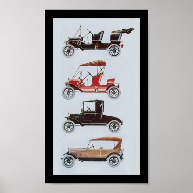 Póster RETRO CARROS, preto vermelho (Frente)