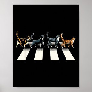 Poster Retro Cat Rock And Roll Music Gift Men