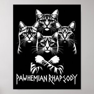 Poster Retro Cat Rock Music Concert Bandas Homens Criança