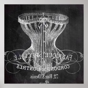 Poster Retro chalkboard scripts victorian lingerie corset