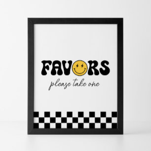 Poster Retro Checker Face Feliz Aniversário Favorece Sina