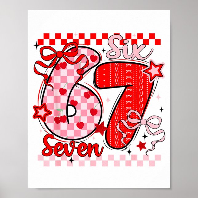 Poster Retro Checkered Valentine Six Seven Meme 67 Viral  (Frente)