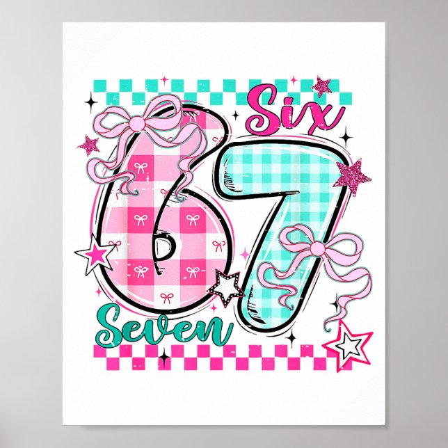 Poster Retro Checkered Valentine Six Seven Meme 67 Viral  (Frente)