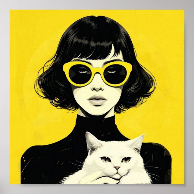 Poster Retro Chic Black e Yellow (Frente)